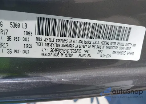 2013 Dodge Journey Se z USA, uszkodzony, nr VIN 3C4PDCAB7DT695235